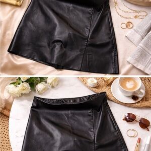 Zara Sleek Black Leather Skort